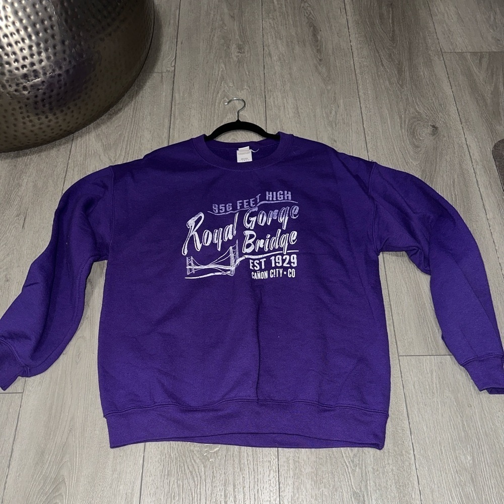 Purple royal gorge bridge crew neck canon city co size large
